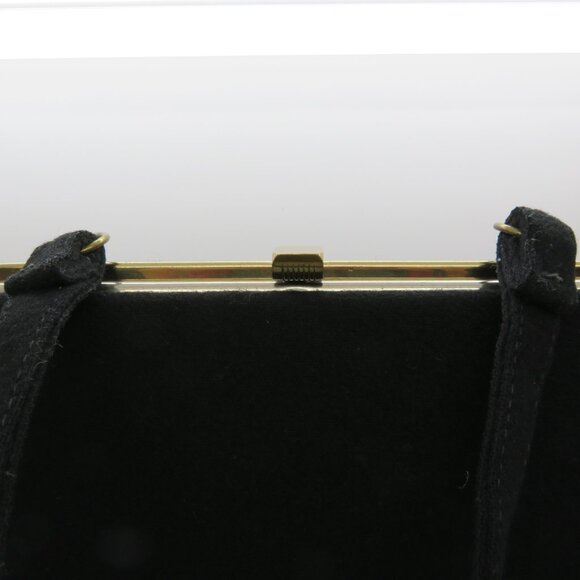 Vintage Handheld Black Wool Purse Bag L&M Spot Lite Exclusive Evening Top Handle - Picture 11 of 12